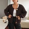 Women S Knitted Cardigan Round Neck Long Sleeve Buttoned Casual Sweater