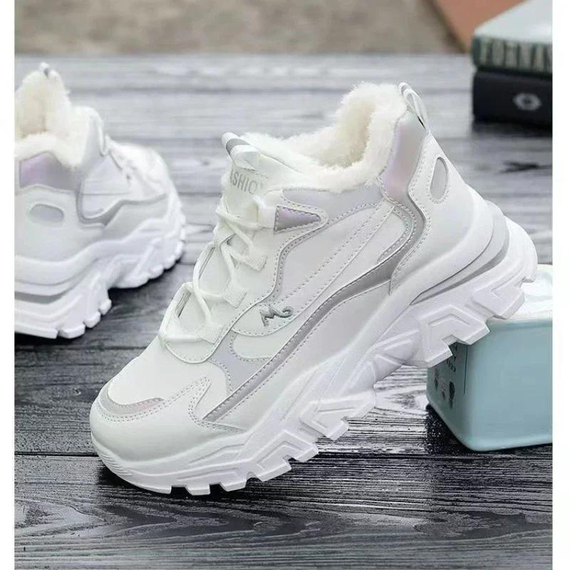Winter Women's Shoes New Platform Cotton Shoes Women's Lace-up Casual Sports Shoes and Ankle Boots Running Shoes Warm Snow Boots