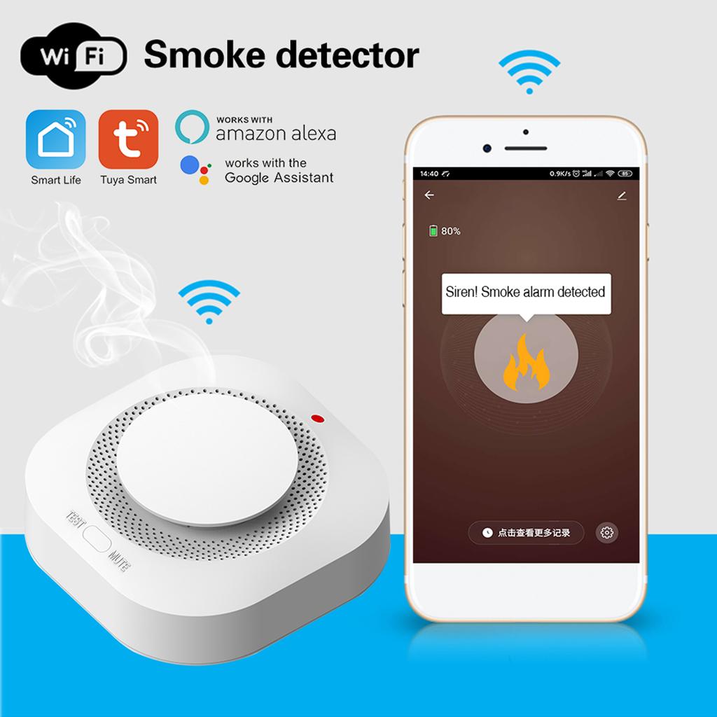 TUYA Smoke Detector Wireless White Color Smoke Sensor Highly Sensitive alarm fire for Home Alarm