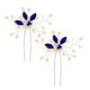 Europe and America Cross Border Blue Glass Horse Eye U-Shaped Hairpin Pin Bridal Wedding Headdress