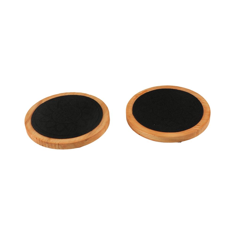 Vintage Wood Coasters Drink Absorbent Wooden Drink Placemats Round Felt Wooden Tea Mat Coffee Bar