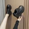 Новые женские кроссовки из натуральной кожи, повседневные кроссовки на платформе, черная обувь, каблуки 11 см, осенние танкетки, женская обувь для увеличения роста