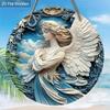 Beautiful Angel Wooden Sign - Artistic Angel Round Ornament for Front Door Wall Hanging Decor