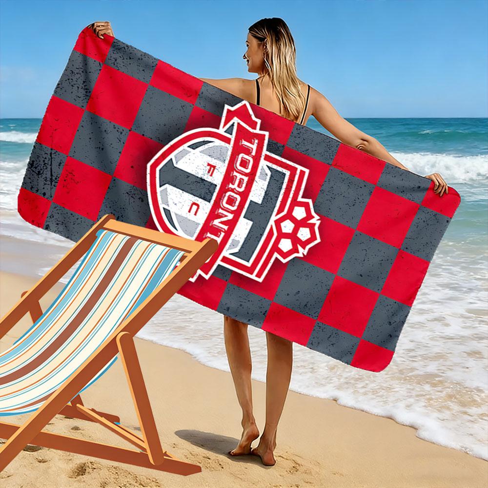 Toronto FC Checkered Towel Beach Towel Quick-drying for Travel Outdoor Sports Jogging Beach and Swimming