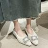Ladies Shoes  Slip On Women's Flats Warm Casual Flats Women Pointed Toe Crystal Square Button Light Soft Bottom Female Shoes