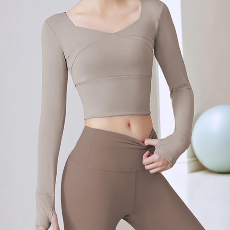 Осенне-зимние бесшовные облегающие спортивные топы для фитнеса и бега с длинным рукавом для йоги