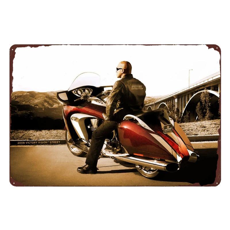 Motorcycle Rider Classic Sports Racing Tin Sign Vintage Metal Poster Decor Man Cave Garage Wall Signs Art Plaques Tin Plate Sign