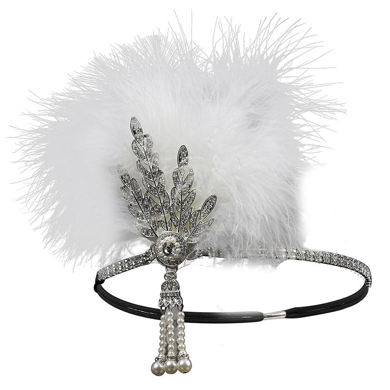 Hairband Headpiece Feather Flapper Headband Headdress Vintage Costume Party Hairband For Women Feather Headpiece