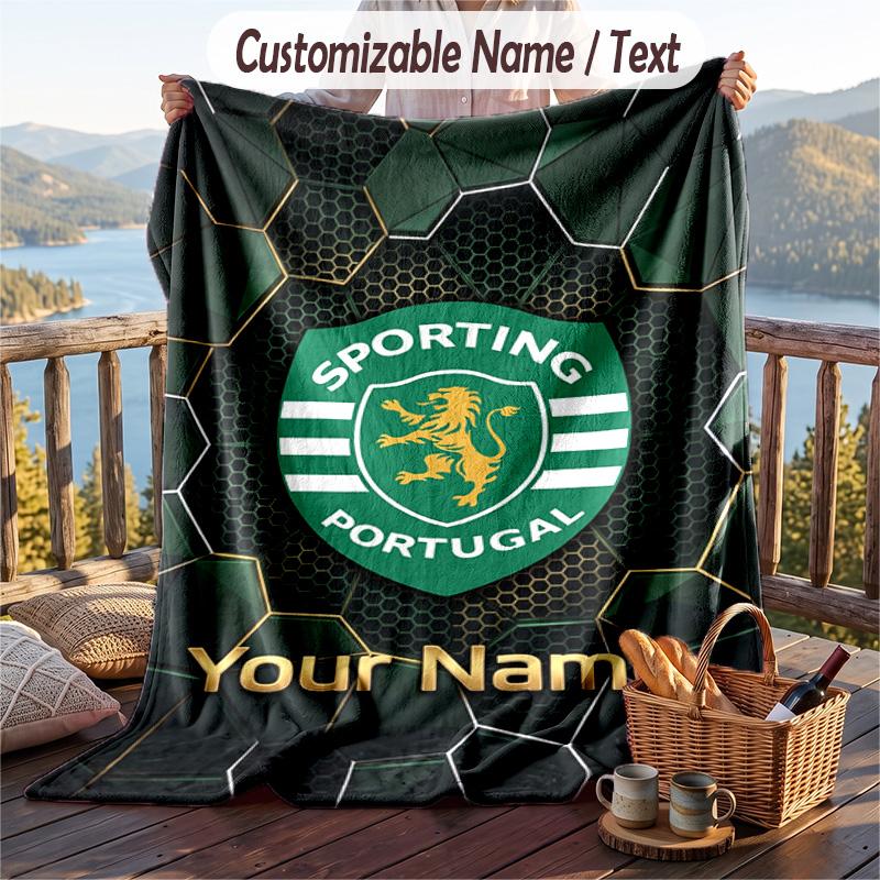Flannel Blanket Sporting CP Print Custom Name Text Soft Throw for Sofa Bed
