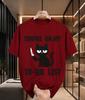 2026 New Arrival Pure Cotton Tshirt Funny Black Cat With Knife Youre On My Todo List Letter Print Crew Neck Top Casual Short