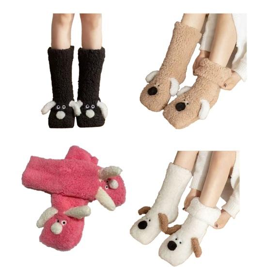 Пушистые домашние носки Милые пушистые носки с ушками собаки Уютные носки-кабинки Мужские Женские Теплые зимние носки для дома, отдыха, сна
