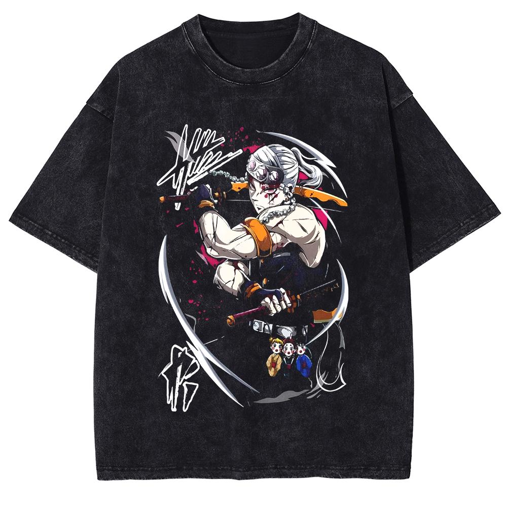 Милая графическая футболка Kanroji Mitsuri Аниме Demon Slayer Футболка Мужская Женская Выстиранные футболки Харадзюку Мужская Манга Хлопковые топы