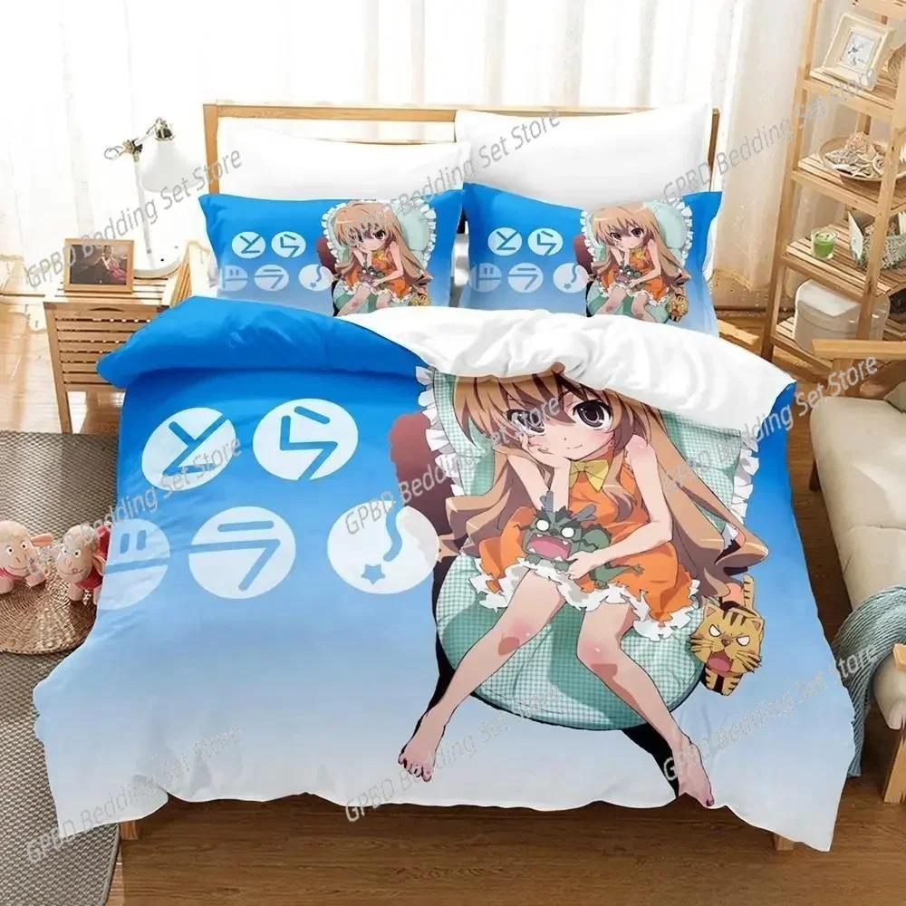 Комплект постельного белья Toradora Single Twin Full Queen King Size Bed Set Adult Kids Bedroom Duvet Cover Sets 3D Print Anime Bed Set