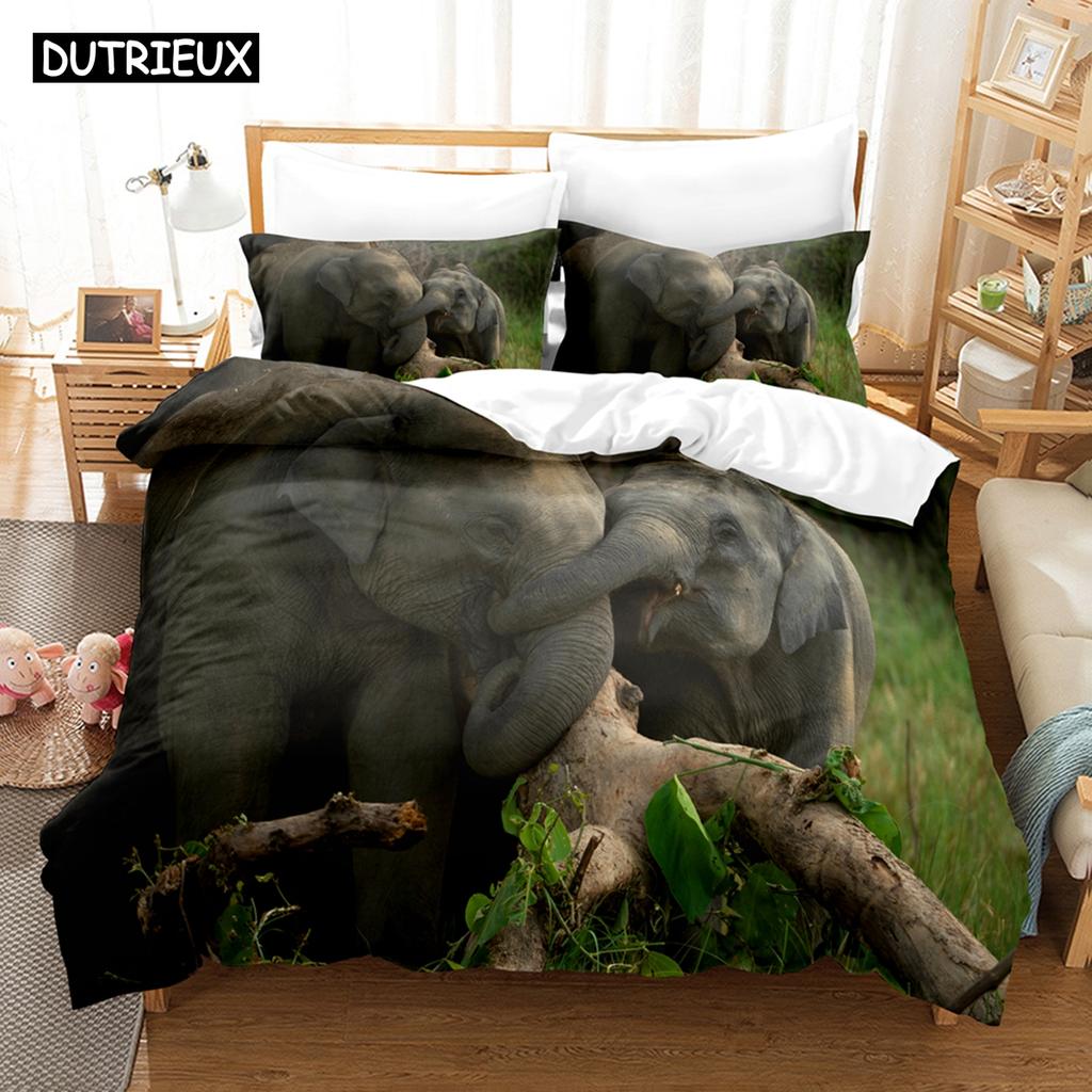 3D Постельное белье «Слон» Комплект пододеяльника с наволочкой Двуспальный Полный Квинсайз Кингсайз Постельные принадлежности Постельное белье