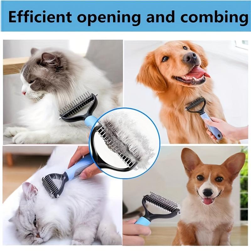 1pc Pet Fur Knot Cutter - Double Sided Dog Grooming Shedding Tool, Cat Hair Removal Comb Brush for Pet Grooming