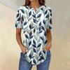 Short Sleeve Womens Tops Summer T-Shirts Floral Print V Neck Casual Basic Tee Button Shirts Tunic Tops