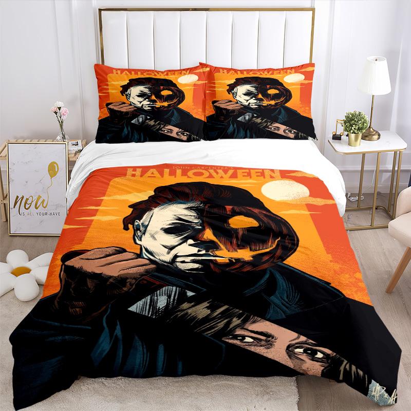 Halloween Horror Icon Print 3Pcs Bedding Setduvet Cover With 2 Bedropillowcase Home Birthday Gift
