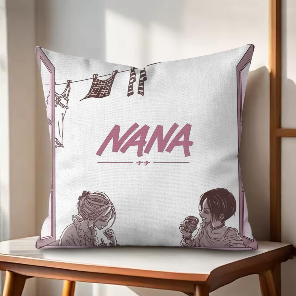 Japan Anime NNANA Cushion Cover Natural Linen Organic Fabric DoubleSided Printing Couch Pillow Covers Home Decor
