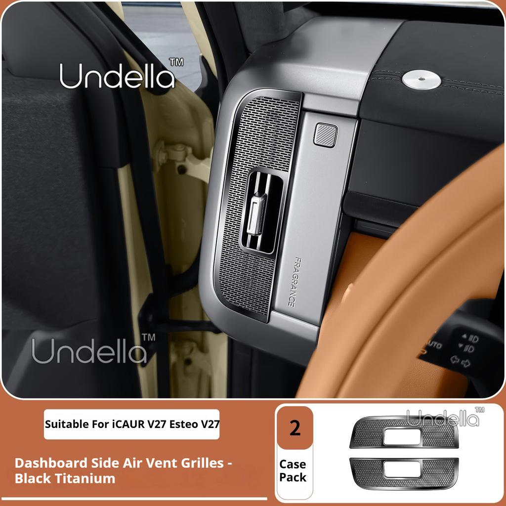 Car Back Seat Air Vents Cover For iCAUR V27 Esteo V27 2026 2027 Air Outlet Stainless Steel Car Interior Modification Accessories