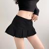 Плиссированная мини-юбка с низкой талией для женщин, летняя мода, сексуальные шорты трапециевидной формы для девочек, юбка Y2k, одежда серого, черного, белого цвета