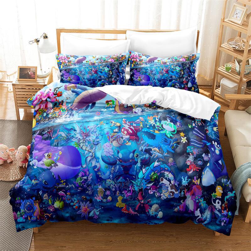 Cartoon Animation Digital Printing Bedding Quilt Cover Microfiber Polyester Cotton Three-Piece Set