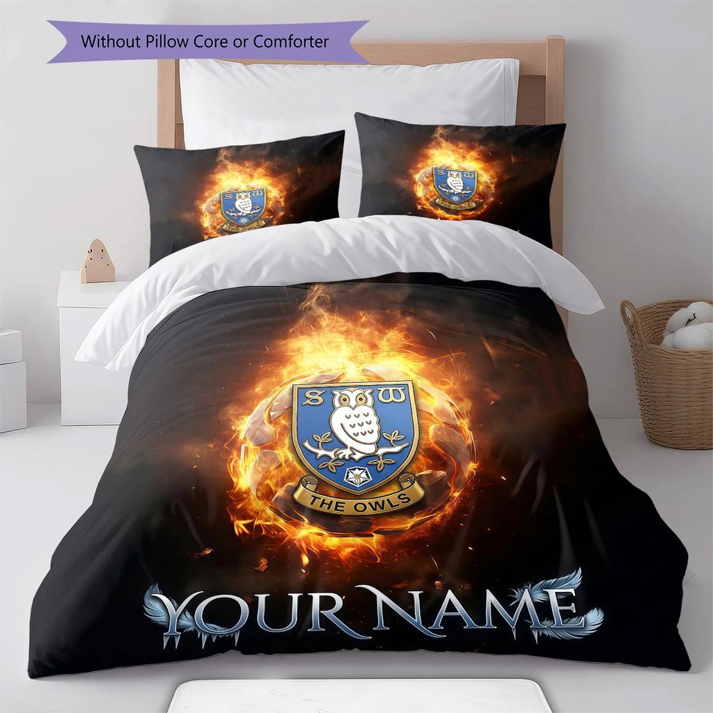 Custom Name Sheffield Wednesday Pattern Bedding Quilt Set Home Decoration Gift (1 * duvet cover + 2 * pillowcase without core)
