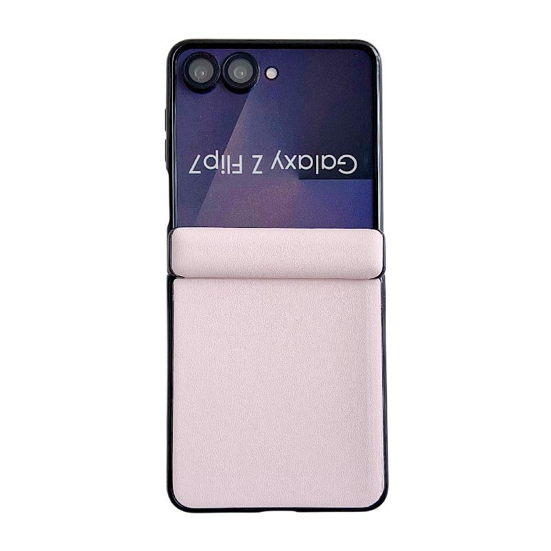 Однотонный чехол-бампер из кожи с текстурой Morandi для Samsung Z Flip7, ударопрочный, складной, из твердого ПК
