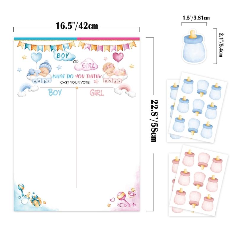 Игра на определение пола для вечеринки Baby Shower с плакатом 36 шт. наклеек для голосования «Девочка или мальчик» для определения пола. Праздничные принадлежности