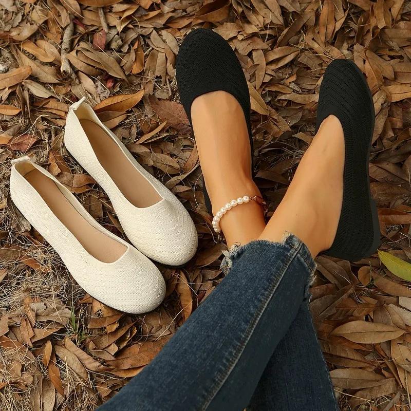 Модная обувь для женщин 2024 года, большие размеры, женские туфли на плоской подошве, повседневные туфли на плоской подошве для отдыха на открытом воздухе, женские туфли с круглым носком и мягкой сетчатой подошвой