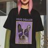 Футболка с французским бульдогом "Hug Dealer" Смешная графическая футболка для любителей собак Милый подарок Топ