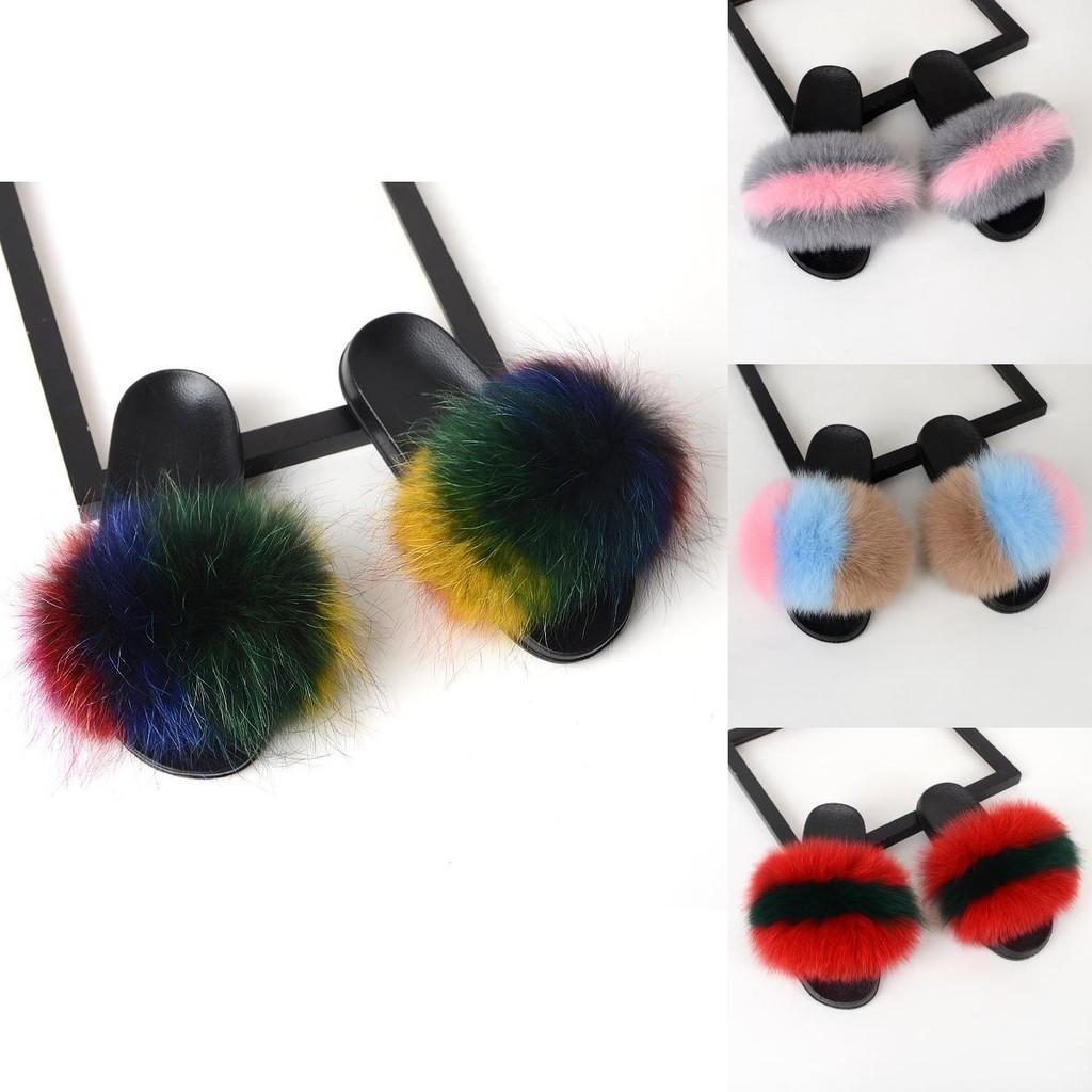 Realistic Fluffy Slippers Sandals For Women Girls Luxury Comfort