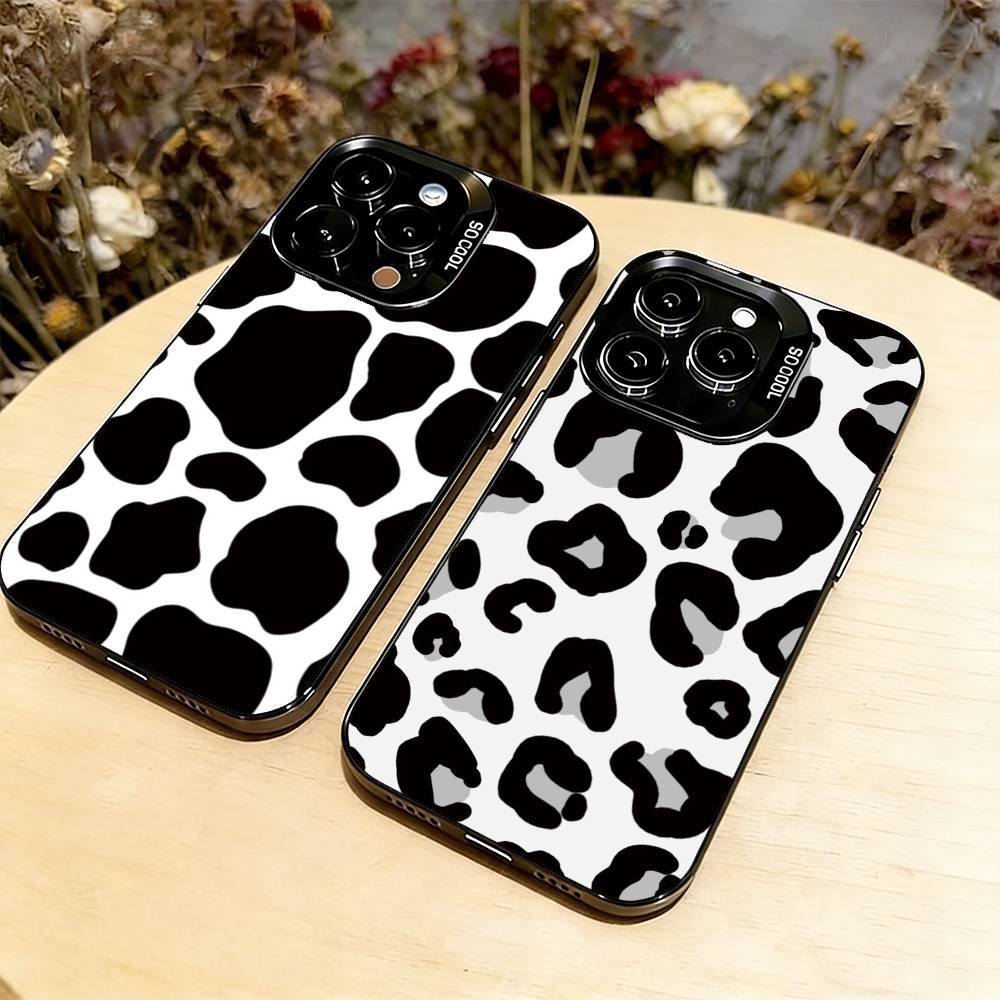 Черный леопардовый чехол для телефона iPhone 17,16,15,14,13,12,11 Plus,Pro Max,XS,Разноцветный серебристый чехол для телефона Funda Cover