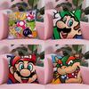 Super Cute Style M-Mario Game Pillow Case Anti-dustmite Pillowcase Invisible Zipper Silky Short Plush Sofa Cushion Cover