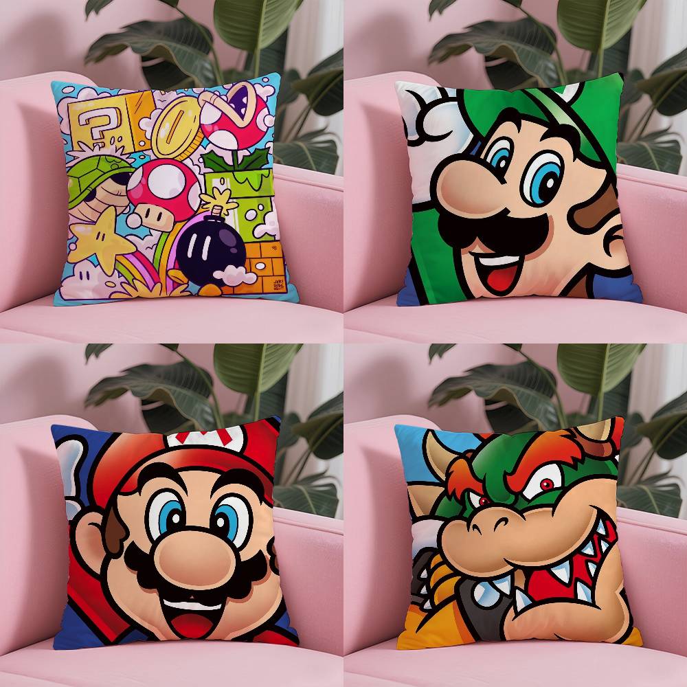 Супер милый стиль M-Mario Игровая наволочка Наволочка против пылевых клещей Невидимая молния Шелковистый короткий плюш Чехол для диванной подушки