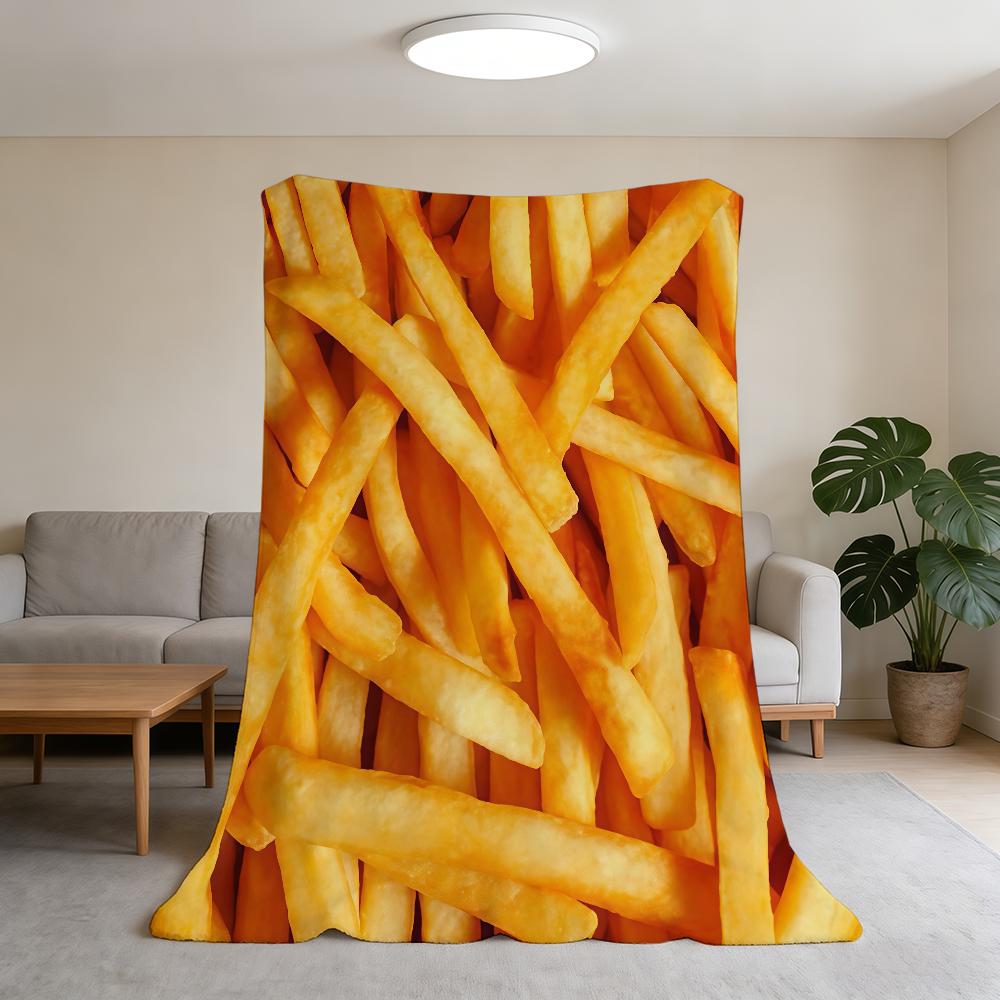Fashion Cool Fries Blanket Flannel Warm Soft Throw Blanket For Room Sofa Childish Birthday Gifts