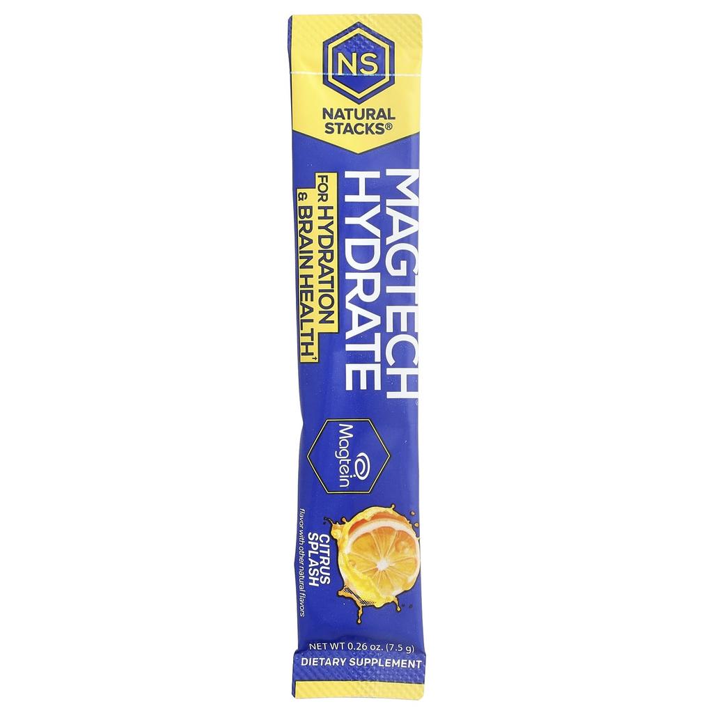 Natural Stacks Magtech® Hydrate, Citrus Splash, 14 Stick Packs, 7.5g (0.26oz) Each
