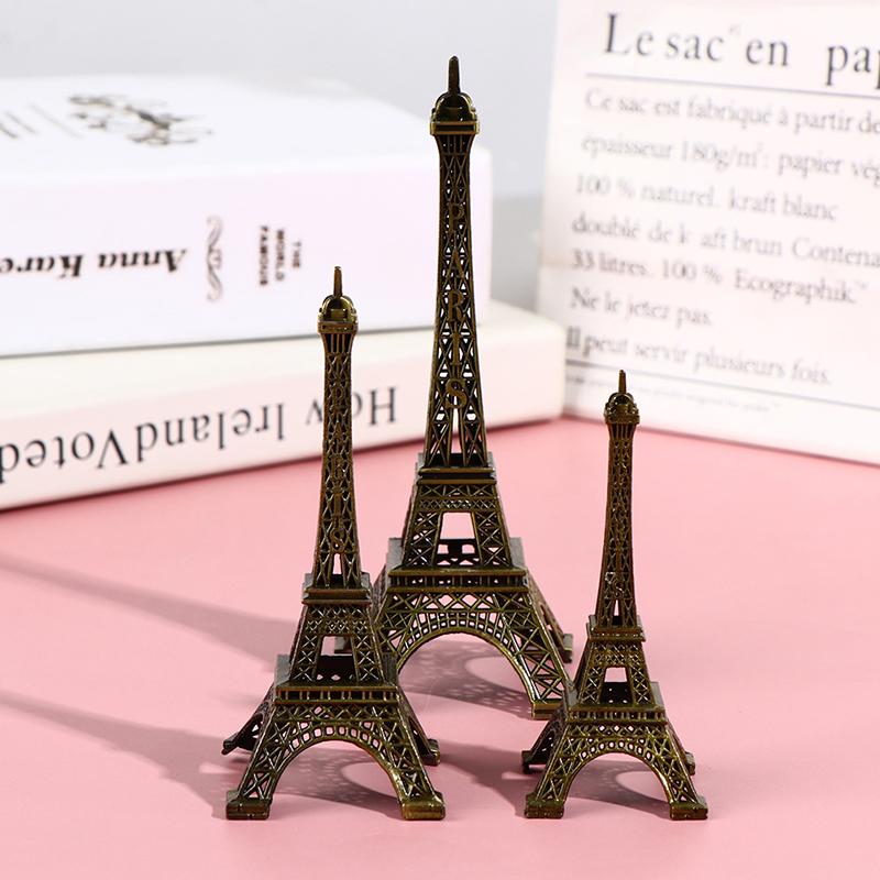 Retro Paris Eiffel Tower Model Home Desk Bronze Metal Statue Figurine Decor
