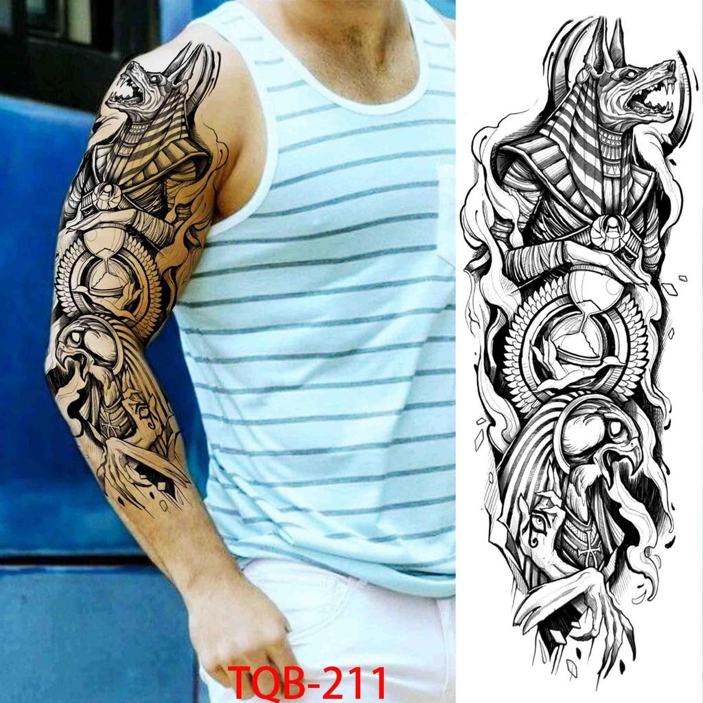 1 PC 480*170MM Full Arm Temporary Tattoo Sticker Sleeve Men Women Fashion Sexy Fake Tattoo Wolf  Lion Tiger Painting Tattoo Skull Angel Tattoo