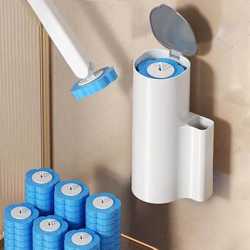 Upgrade Toilet Brush Kit with Disposable Replacement Heads, Long-Handle Hygienic Bathroom Cleaning Brush for Home WC Accessories