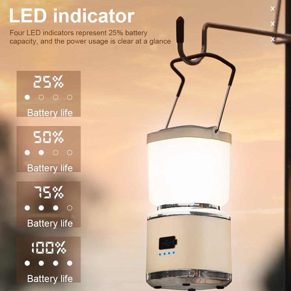 1PC Outdoor Portable Camping Light Retro Atmosphere Light With Handle Type-C Charging Emergency Flashlight