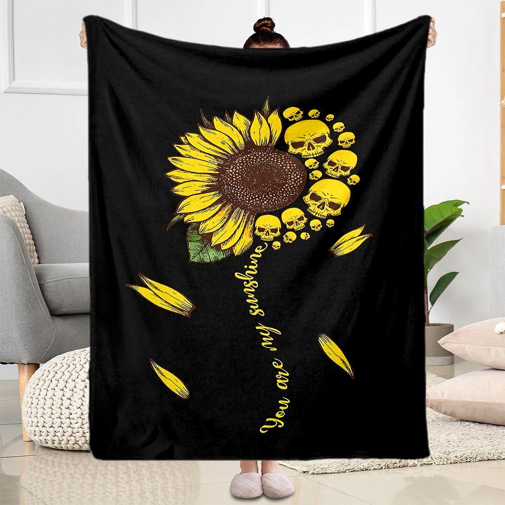 1pc Sunflower Initial blanket Soft and Warm for Sofa Office Camping Travel Livingroom Great Gift for Friends and Family Comfortable
