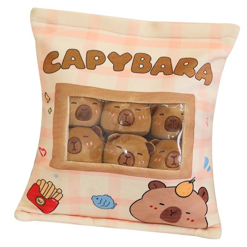 Cartoon Bag of Kapibala Milk Tea Capybara Doll Snack Pillow A Pack of 6 Small Dolls Gift Dolls Girl
