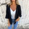 Loose Fit Women Blazer Lapel Collar Blazer, 3/4 Sleeve Open Front Business Casual Three Quarter Blazers Suit Jacket, Office Work Short for Spring Fall