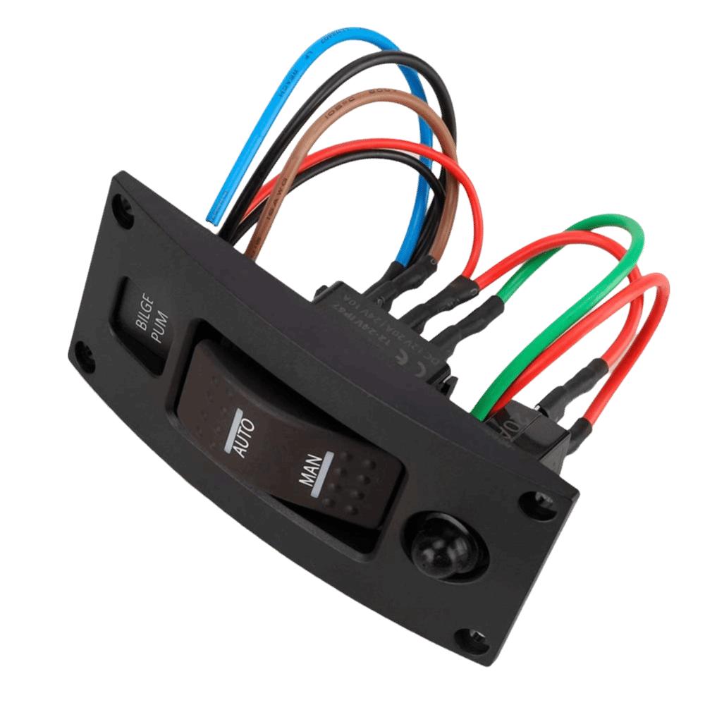 On Off On Rocker Pump Switch LED Illuminated Switch Panel With Breaker Watercraft Control