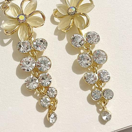 1 пара висячих серег с цветком, искусственный опал, темперамент, сияющая бахрома, висячие серьги, ювелирные изделия, подарки