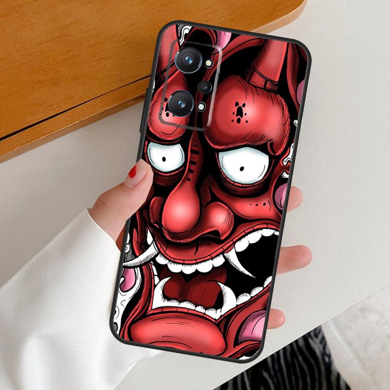 Japanese Oni Hannya Demon Mask For Realme 14 10 11 12 13 Pro Plus GT6 GT7 15 Pro C65 C67 C63 C61 C55 C51 C53 C35 C75 Case