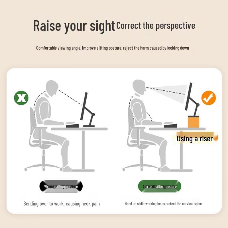 Bamboo Wood Monitor Riser with 3 Drawers