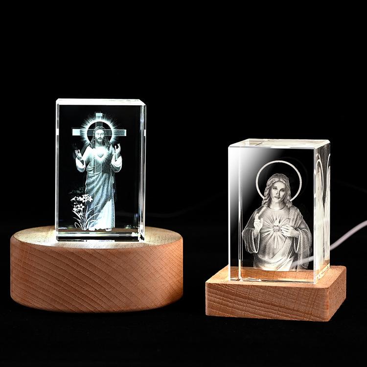 Customized Creative K9 Crystal Cube High Quality Transparent Eco-Friendly 3D Laser Engraved Religious Gifts Figurine