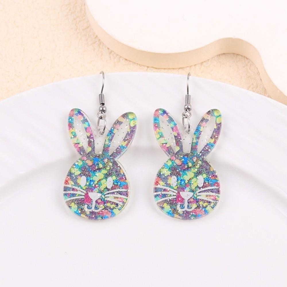 Acrylic Bunny Pendant Earrings Flower Easter Egg Dangle Earrings Easter Egg Earrings Gifts