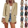 Autumn Winter Women Blazer Top Office Lady Elegant Fashion Long Sleeve Lapel Collar Button Loose Suit Coat Jacket Outwear